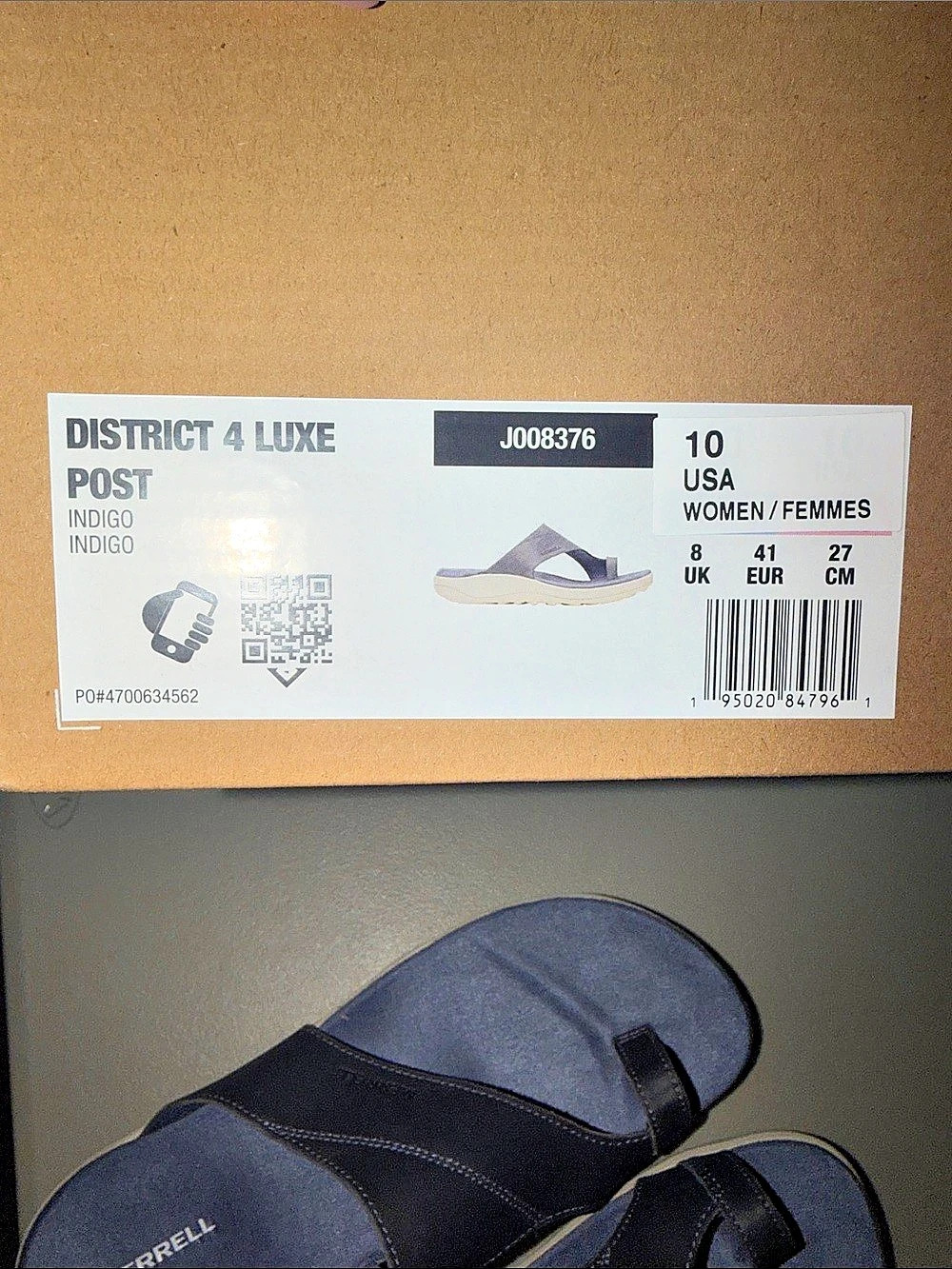 Merrell District 4 Luxe Slide Sandals Blue Black Leather-Like US 10 NWT - Picture 2 of 8